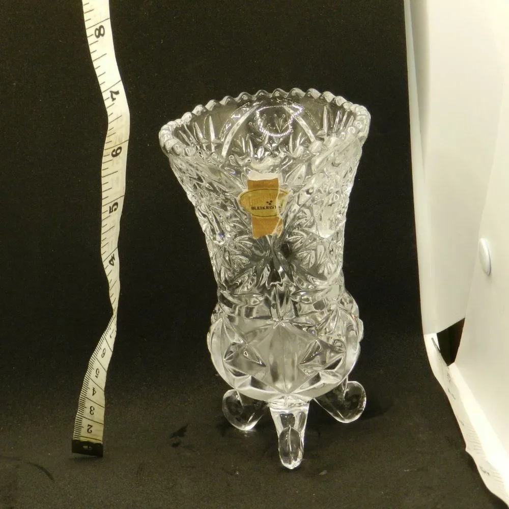 Anne Hutte Crystal Vase made in Germany- 5 1/2” tall BLEIKRISTALL